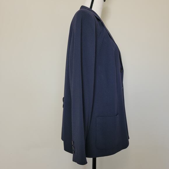 NWT Kate Hill Woman Sz 18W 3 Button Front Blazer Jacket Pockets Navy Blue Pindot - Picture 6 of 16